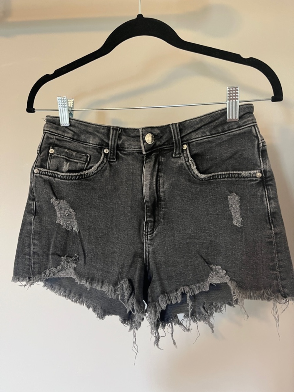 Mavi Distressed High-Waist Women's Denim Shorts - Black